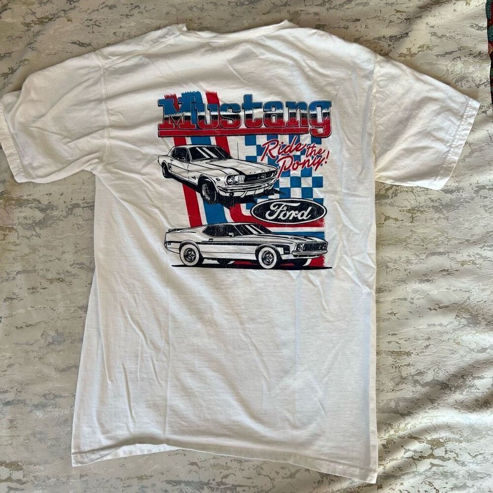 Ford Mustang Graphic Tee Comfort Wash 100% USA grown cotton ride the pony